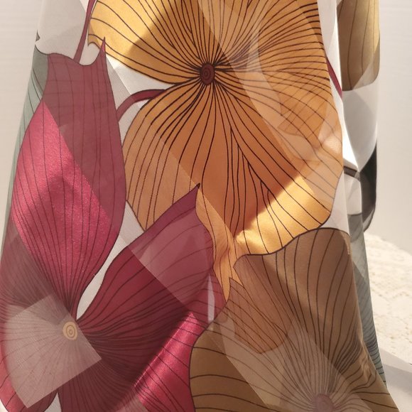 VTG ART SCARF SILKY ALL OVER ABSTRACT FLORAL - Picture 7 of 12